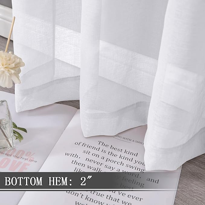 Tollpiz Short Sheer Curtains Linen Textured Living Room Curtain Sheers Light - Image 4