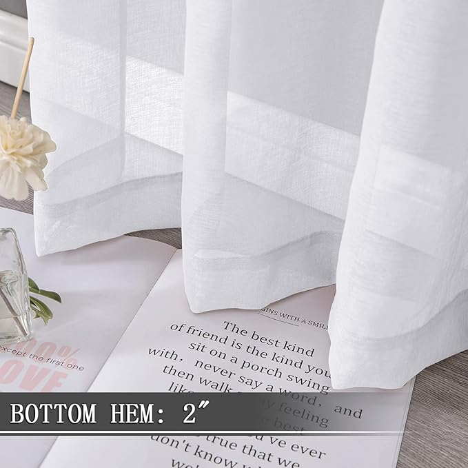 Tollpiz Short Sheer Curtain Living Room Linen Textured Curtains Sheer Light - Image 4