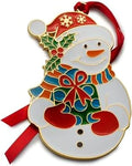Wallace Wonders of Christmas Gold-Plated Enamel Ornament 2025-16th Edition Annual Collectible Series - Snowman Holiday Motif with Gift Box and Velvet Pouch