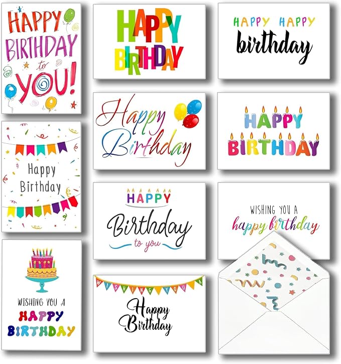 T&M Quality Designs LLC 100 Birthday cards Blank (Blank Inside)