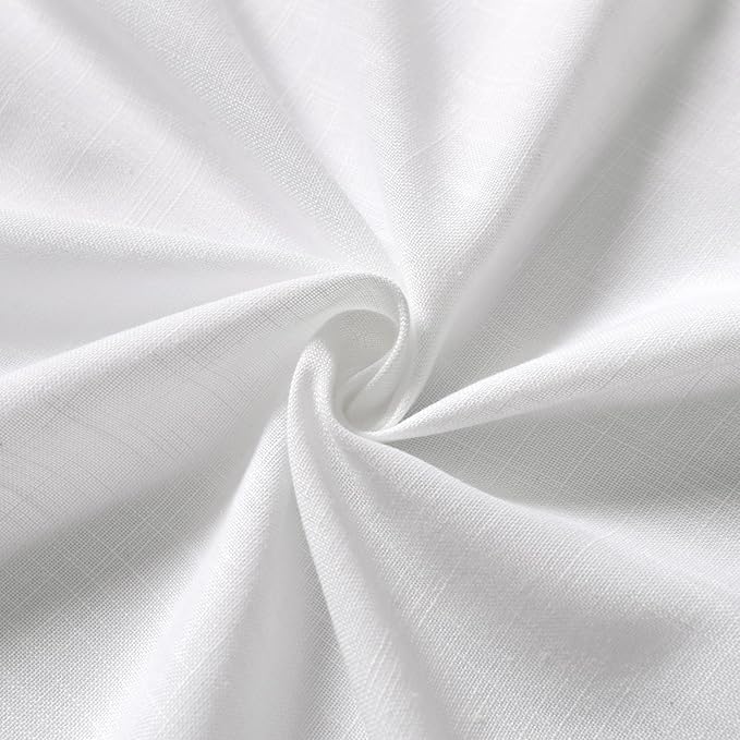Nanspring Farmhouse Rustic White Linen Curtains 45 Inch Length Semi-Sheer Back Tab Curtains 2 Panel Set Privacy Curtain Tiers for Basement Small Bathroom Window 40x45 Inches