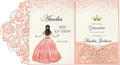 DORIS HOME Laser Cut Quinceanera Invitation Pockets, Pink, 5"x7" | 50pcs, With Envelopes, For Birthday Miss 15, Sweet 16, No Inserts Included