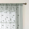 HOMEIDEAS Sage Green Sheer Curtains 52 X 96 Inches Long 2 Panels Embroidered by HOMEIDEAS