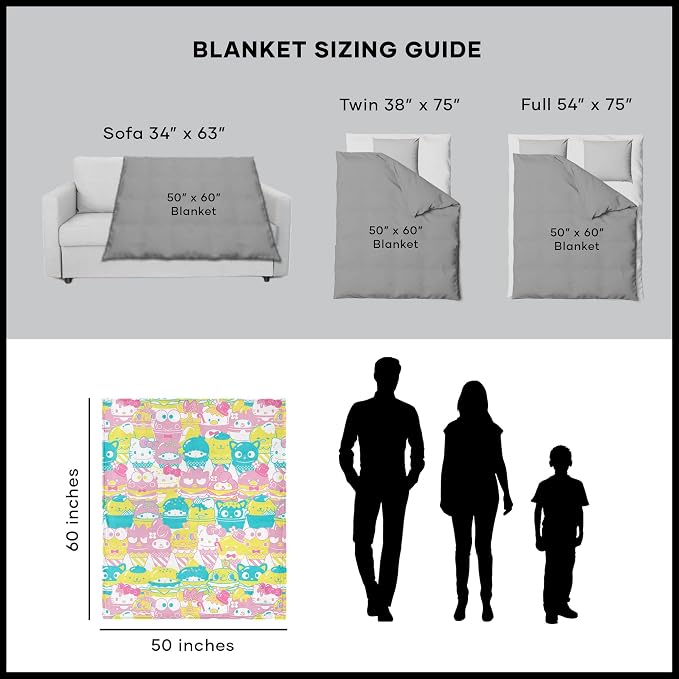 Northwest Hello Kitty Silk Touch Throw Blanket, 50" x 60", Friends Snacks