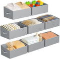 DIMJ Closet Storage Bins 8 Pack - Fabric Storage Baskets for Shelves, Large Clothes Organizers with Handles, Trapezoid Shelf Organization Storage Cubes for Purse, Toys, Books, Towel, Clothes