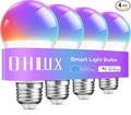 OHLUX Smart Light Bulbs, Color Changing LED Bulbs for Alexa and Google Assistant, 2.4GHz WiFi and Bluetooth with Music Sync, E26 A19, 120V, 4 Pack