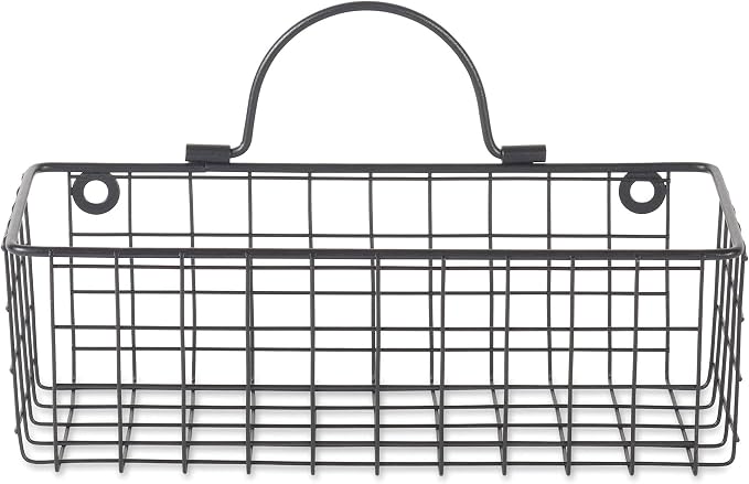DII Farmhouse Vintage Décor, Wire Wall Basket, Assorted, Black, 2 Piece (Pack of 2)