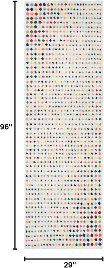 nuLOOM Dorie Multicolor Polka Dot Power Loomed Runner Rug, 2' x 8' | Nuloom Dorie Polka Dot 2' x 8' Runner Rug for Living Room Bedroom Dining Room Entryway Hallway, Multicolor