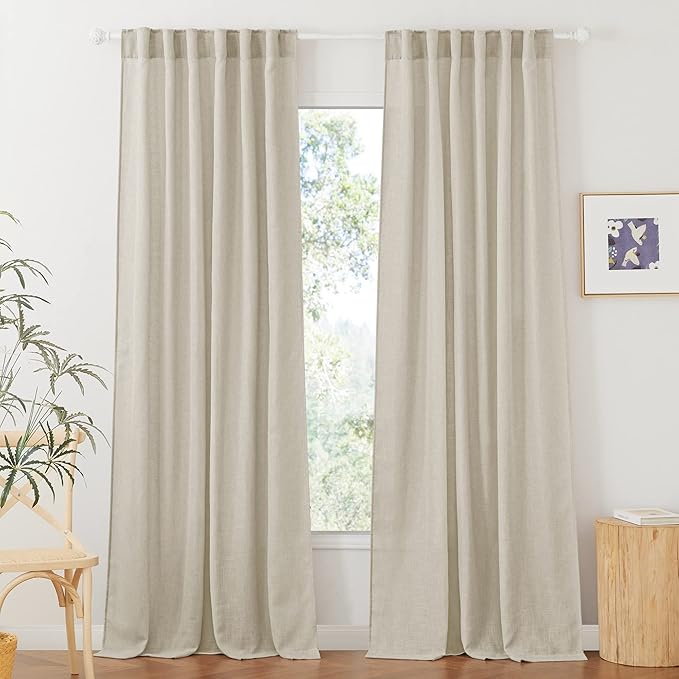 RYB HOME Extra Wide Semi Sheer Curtains, Back Tab Room Divider by RYBHOME
