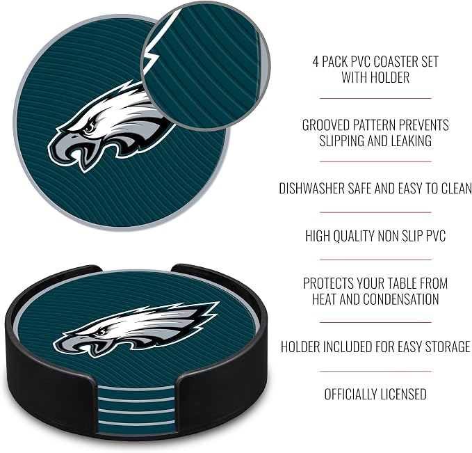 Rico Industries NFL Football Classic Favorites: PVC Coaster Set (4-Pack)