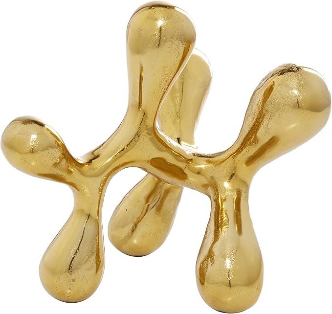 CosmoLiving by Cosmopolitan Aluminum Metal Abstract Decorative Sculpture Home Decor Statue, Accent Figurine 10" x 10" x 9", Gold