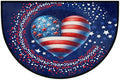 USA Flag Half Round Doormat Semi Circle Rug Half Moon Rug Entryway Mat | Heart Washable Non Slip Outdoor Floor Rug Kitchen Mat for Indoor Outdoor Bathroom Fireplace Bath Decor