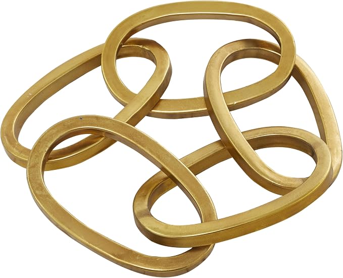 CosmoLiving by Cosmopolitan Metal Chain Decorative Sculpture Home Decor Statue, Accent Figurine 36" x 6" x 3", Gold