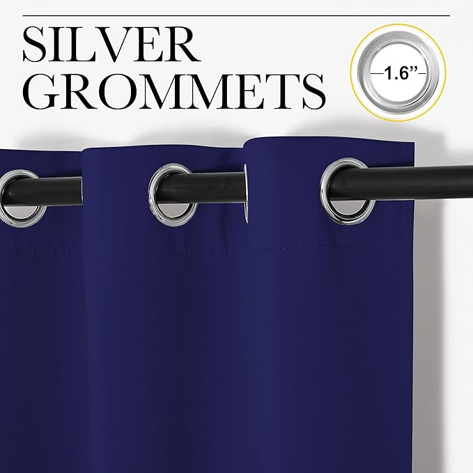 NICETOWN Navy Blue Blackout Curtains 48 inches Length for Laundry Room, 2 Panels, 42" Wide, Thermal Insulated Decoration Drapes for Short Window