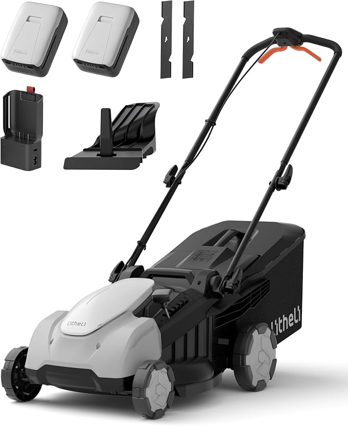 Litheli 18" Electric Lawn Mower Cordless, 2 x 8.0Ah, Push Mower with Brushless Motor