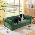Large Dog Couch, for Large & Extra Large Dogs | Removable & Washable | No Assembly Required | Breathable Linen Fabric | Soft Foam |Floor-friendly sofa legs | Olive Green