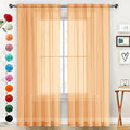 SpaceDresser Basic Rod Pocket Sheer Voile Window Curtain Panels White 1 Pair 2 Panels 60 Width 84 Inch Long for Kitchen Bedroom Children Living Room Yard（Beige，60Wx 84L）