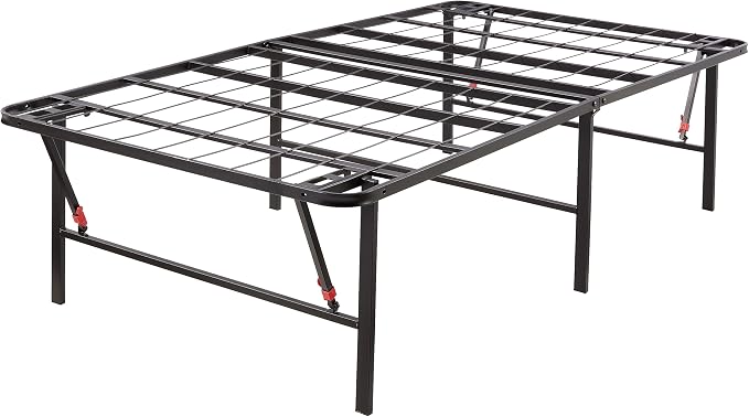 Amazon Basics Foldable Metal Platform Bed Frame, Noise-Free Mattress Foundation with Tool-Free Assembly, 18 Inches High, Sturdy Steel Frame, No Box Spring Needed, Twin Size, Black