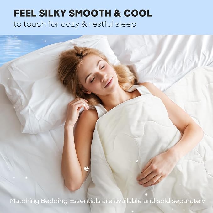 Sharper Image Cooling Touch Down Alternative Throw Blanket, 50 x 60, Ivory | Jersey Knit, All Season, Ultra Soft, Microfiber, Cozy Warmth for Sofa or Bed, Quilted, Lightweight, OEKO-TEX Certified