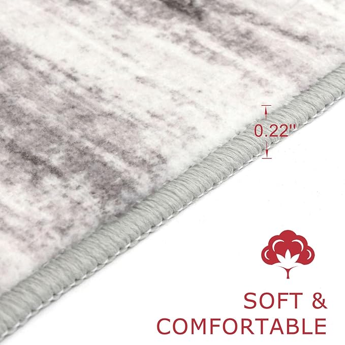 KOZYFLY 3x8 Ft Rug Modern Ombre Runner Rug for Hallway, Washable Kitchen Rugs Non-Slip Soft Striped Entryway Rug, Print Grey/Light Beige/Brown Abstract Carpet for Laundry Nursery