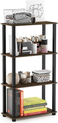 Furinno TURN-S-TUBE Storage Shelves, 4-Tier Book Shelf, Corner Shelf, Toolless Open Shelves, for Organization and Storage, Living Room, Garage, Home Office, Columbia Walnut