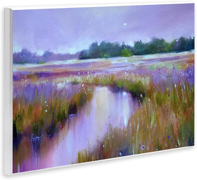 Purple Dusk Rural Stream Meadow, 10 x 15 Inch Mounted Print on Wall Plaque | Stupell Industries · By Jennifer Taylor Art · Ready to hang · Giftable for housewarming · Made in USA