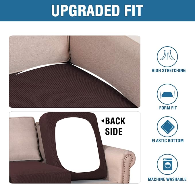 H.VERSAILTEX Super Stretch Stylish Cushions Covers/Furniture Cover Spandex Jacquard Small Checked Pattern Super Soft Slipcover Washable Individual