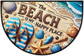 Beach Shell Sea Half Round Door Mat Non-Slip Semi Circle Rug Washable Half Moon Floor Rug Absorbent Bathroom Area Rugs for Outdoor Indoor Fireplace Mat Entryway Kitchen Decor Rugs