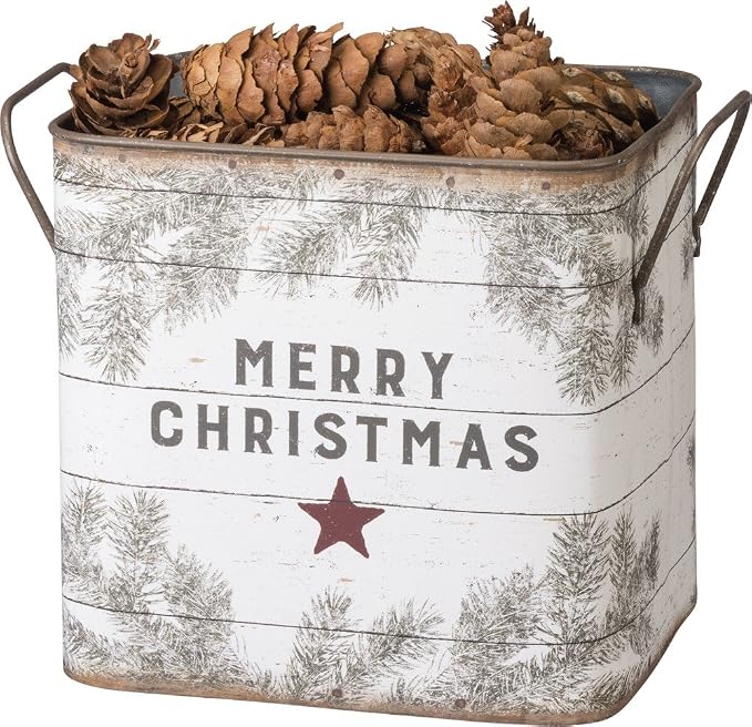 Primitives by Kathy 39896 Farmhouse Tin Buckets, Farm Fresh Christmas Trees