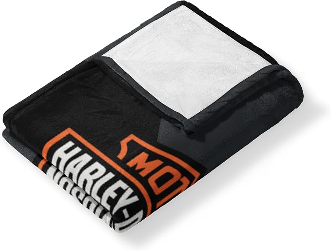 Harley-Davidson Halftone Classic Silk Touch Throw Blanket, 46 x 60 in | 100% Polyester, Velvety Feel, Lightweight Warmth, Couch Bed Chair Lounging, Giftable Indoor Comfort