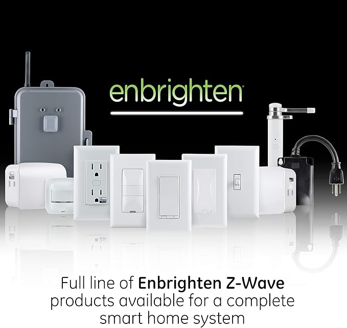 Enbrighten Z-Wave On/Off Switch, Toggle, Light Almond, 1 Pack | Line/Load Swapping, 3-Way Ready, Repeater and Range Extender, Hub Required, Works with Alexa & Google Home