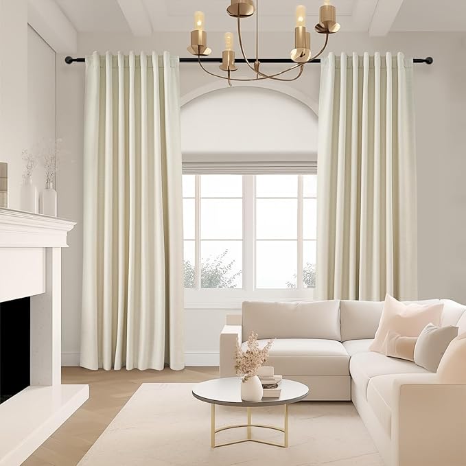 Topfinel 78 Inch Long Curtains for Sliding Door Closet Doors 100% Blackout Curtains for Living Room Bedroom Back Tab Pleated Heat Blocking Insulated Drapes Heat Cream White (W52 x L78) 2 Panels