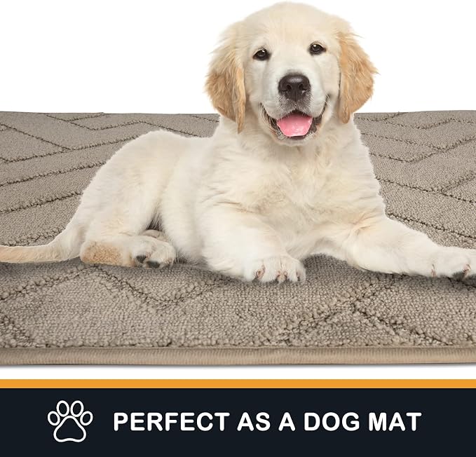 PURRUGS Dirt Trapping Door Mat 24" x 84", Non-Slip Machine Washable Entry Rug, Dog Doormat, Indoor Front Door Mat, Super Absorbent Entryway Rug for Muddy Shoes & Paws, Taupe