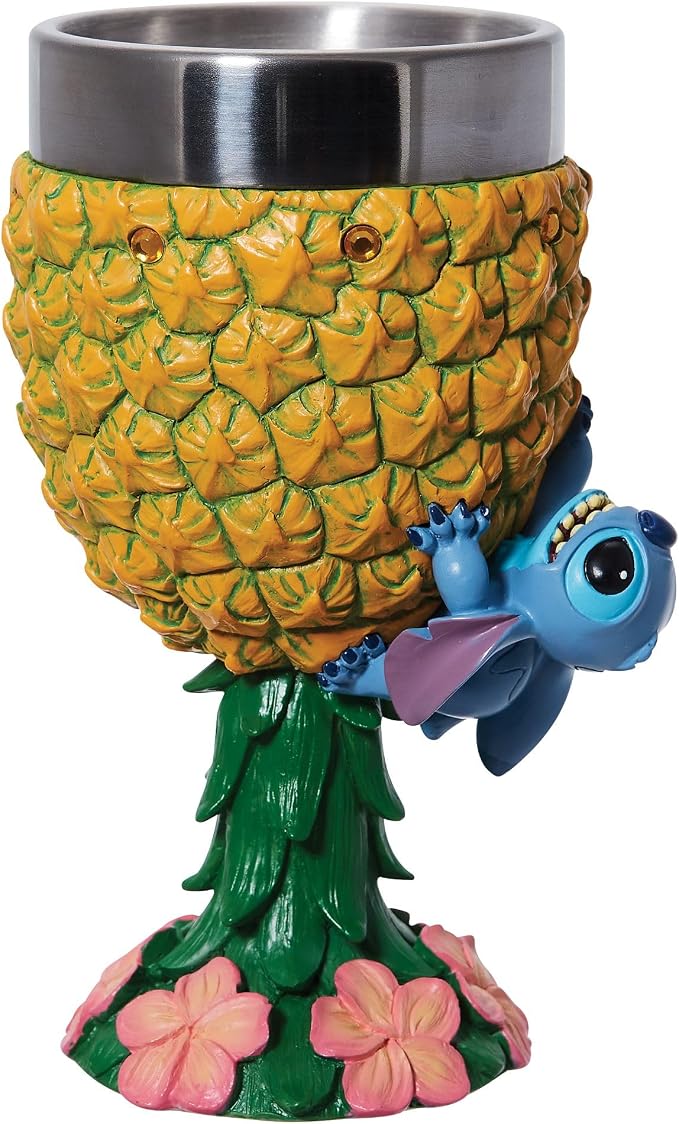 Enesco Disney Showcase Lilo and Stitch Pineapple Decorative Goblet Figurine, Multicolor 7.09 Inches