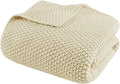 INK+IVY Bree Knit All Season Throw Blanket for Sofa, 50 x 60, Ivory | Ultra Soft, Acrylic, Lightweight, OEKO-TEX Certified
