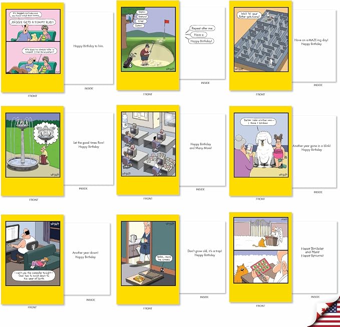 NobleWorks 36 Witty Boxed Card Funny Birthday Cards Style Assorted Whyatt Thoughtful Wishes Bulk Box Set Whyatt's Thoughtful Wishes for Men and Women AC9378BDG-B1x36