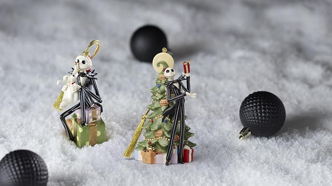Lenox Disney Nightmare Before Christmas Santa Jack Hanging Ornament | porcelain, gold cord for hanging | collectible gift for disney and tim burton fans | 3.75 inch, gift for women