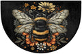 Black Bee Half Round Door Mat Non-Slip Semi Circle Rug Half Moon Doormat | Black Bee Animal Soft Washable Welcome Entrance Mat for Outdoor Indoor Floor Bedroom Bathroom Home Kitchen Festival Decor