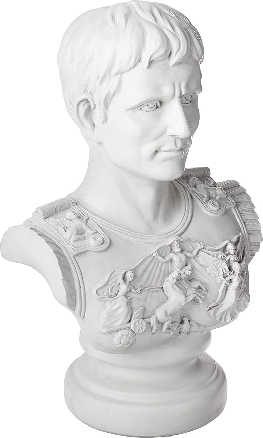 Design Toscano Augustus Caesar Primaporta Bust Statue, Classic Roman Library or Office Decor, 10 Inches Wide, 6 Inches Deep, 18 Inches High, Handcast Polyresin, Antique Stone Finish