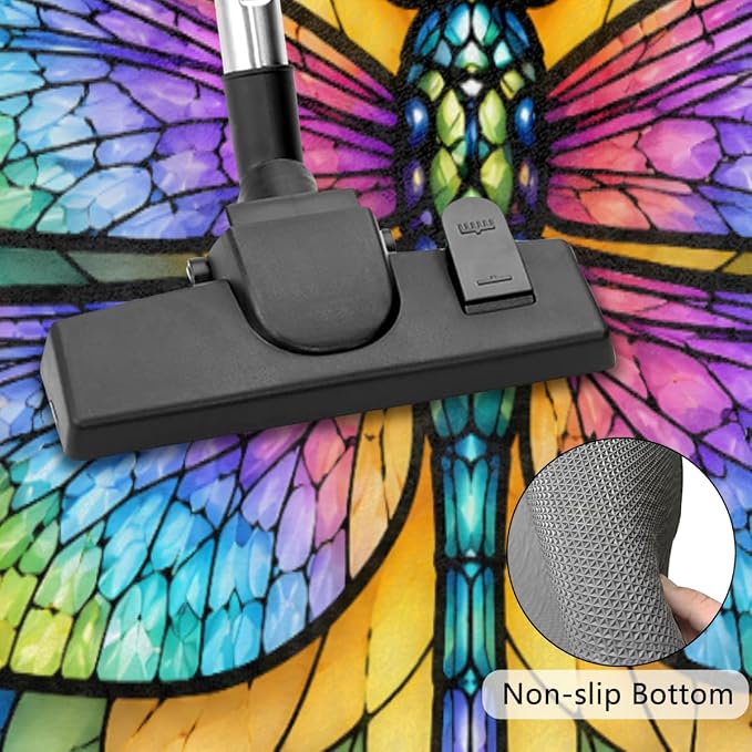 Dragonfly Half Round Door Mat Outdoor Doormat Bedroom Entrance Rug A21 | Dragonfly Semi Moon Door Mat Non-Slip Absorbent Kitchen Rug Indoor Welcome Bath Mat 36" X 24"