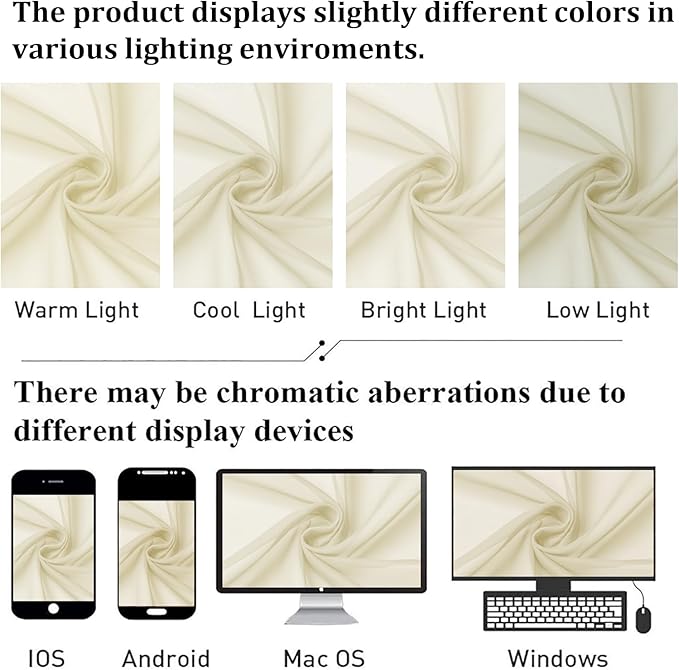 Lecloud Cream Sheer Curtains 84 Inches Long 2 Panels Set, Elegant Light - Image 4