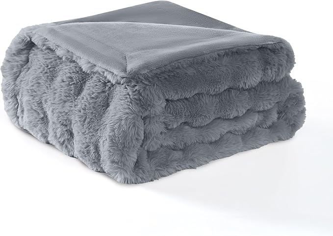 Modern Threads Water-Resistant Faux Rabbit Fur Pet Blanket for Dogs & Cats – Ultra-Soft Couch, Bed & Crate Protector, 30x40 Dark Grey