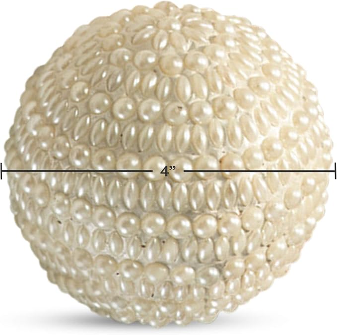 SARO LIFESTYLE Beaded and Pearl Orb (Set of 4)
