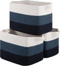 OIASKET Storage Basket for Organizing, Woven Baskets for Storage, Rectangle Decorative Baskets for Shleves, Closet, Toys, Books, Nursery Organizer Bins - Pack of 3 (Gradient Blue, 13"x9.85"x8.7")