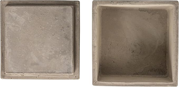 Bloomingville Contemporary Cement Boxes with Lids, Grey, Set of 2