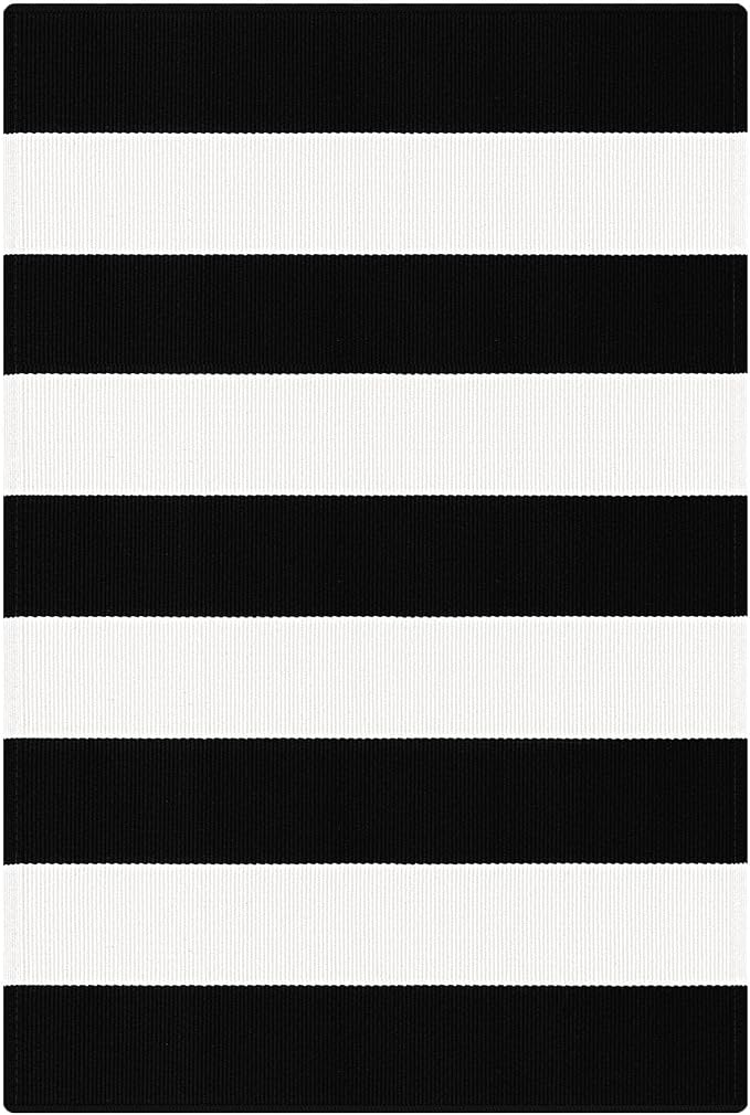 KOZYFLY Black and White Striped Rug 2x3 ft Doormat Cotton Woven Washable Indoor Outdoor Rug Small Front Door Rugs for Entryway Porch Kitchen Patio Decor