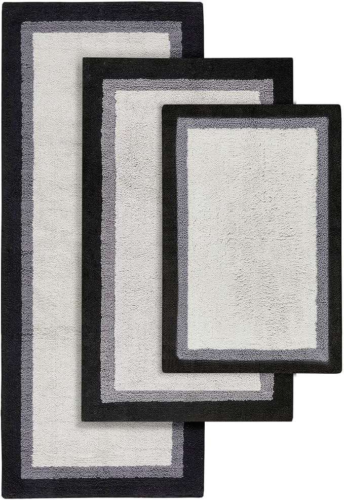 Madison Park Amherst Tufted Bath Rug Cotton Non-Slip, 27 x 45, Black | Quick Dry, Ultra Soft, Pile, Machine Washable, Absorbent, OEKO-TEX Certified