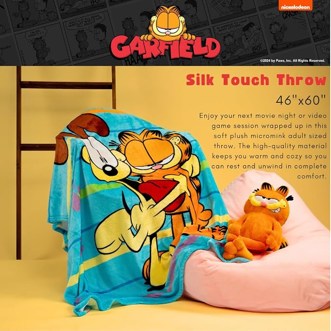 Collectibles Garfield Bedding Super Soft Micro Raschel Throw, 46 in x 60 in, (Official Licensed Product) by Franco