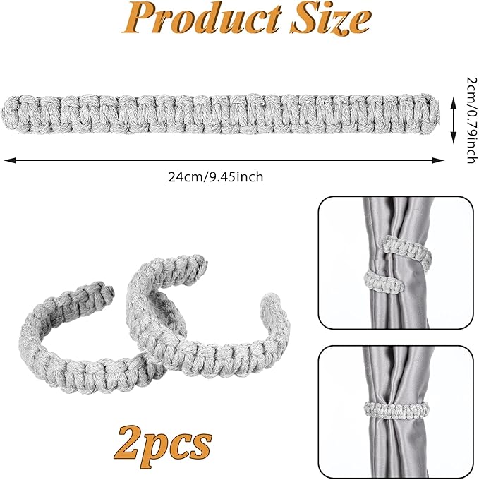 Ptwola 2 Pack Braided Curtain Tiebacks Boho Elegant Rustic Curtain Holdbacks - Image 2