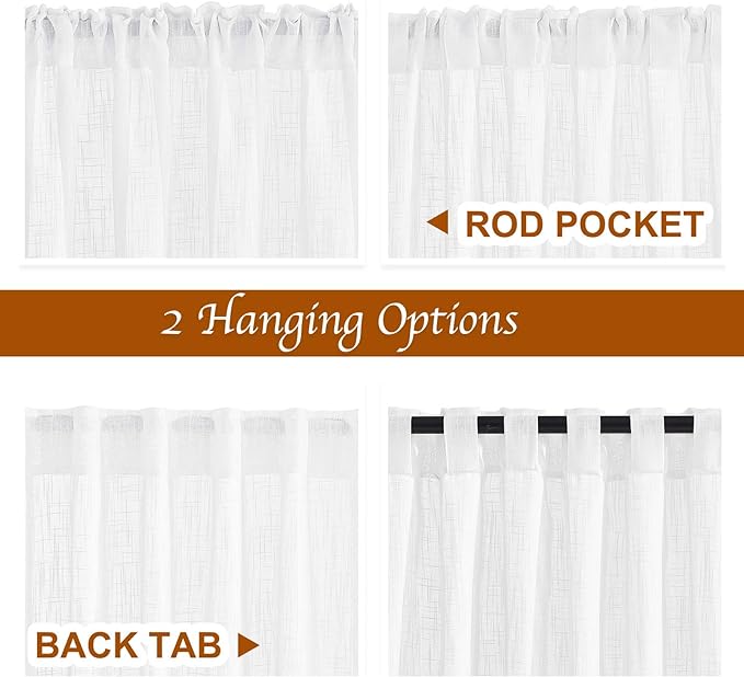 NICETOWN White Sheer Curtains 54 inch Length - Image 3
